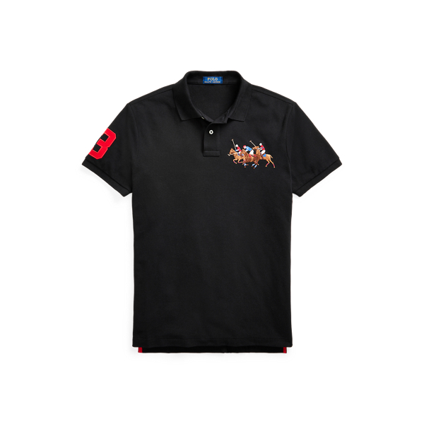 Black Triple-Pony Mesh Polo Shirt Big & Tall 2