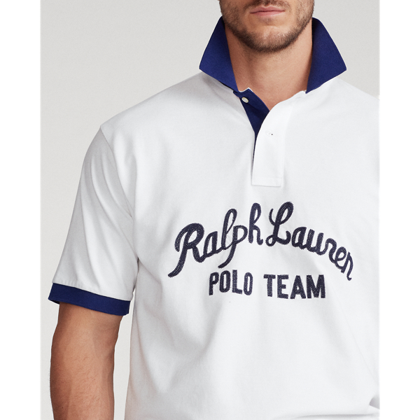 White Multi Polo Team Mesh Polo Shirt Big & Tall 5