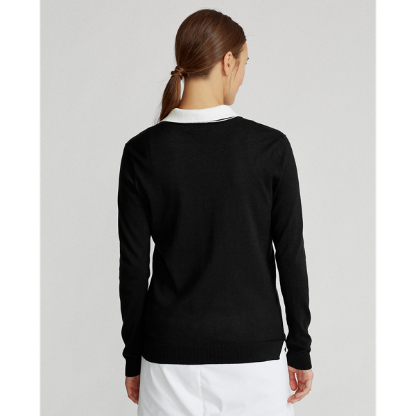 Polo Black/Ceramic White Cotton V-Neck Golf Jumper Ralph Lauren Golf 5