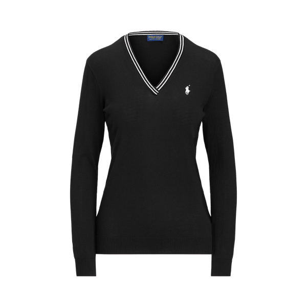 Polo Black/Ceramic White Cotton V-Neck Golf Jumper Ralph Lauren Golf 2