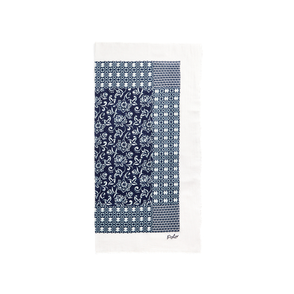 Indigo Tonal Botanical Cotton Scarf Polo Ralph Lauren 2
