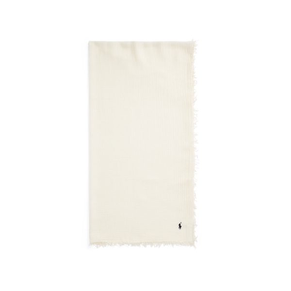 Trophy Cream Fringe Crinkle Scarf Polo Ralph Lauren 2
