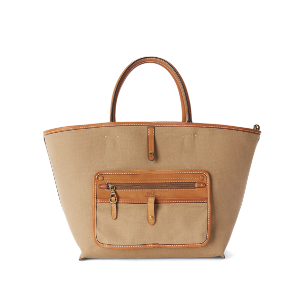 Natural Bellport Canvas Medium Tote Polo Ralph Lauren 5