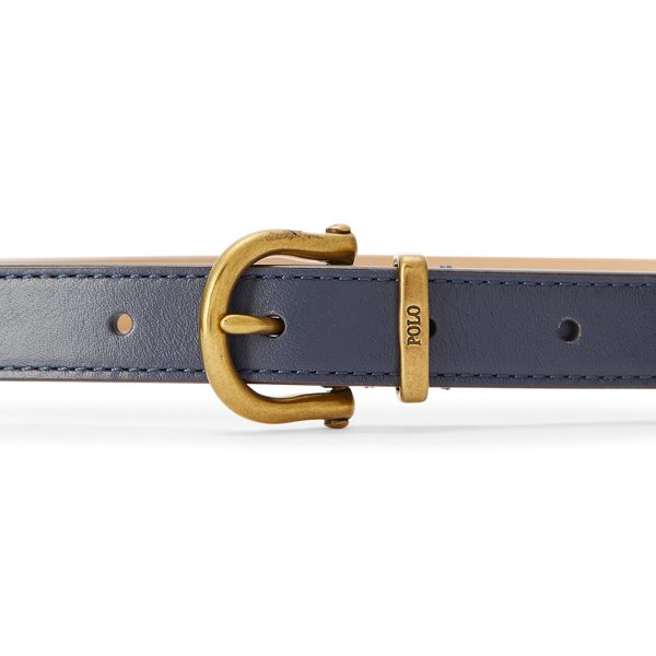 Navy Leather Skinny Stirrup Belt Polo Ralph Lauren 2