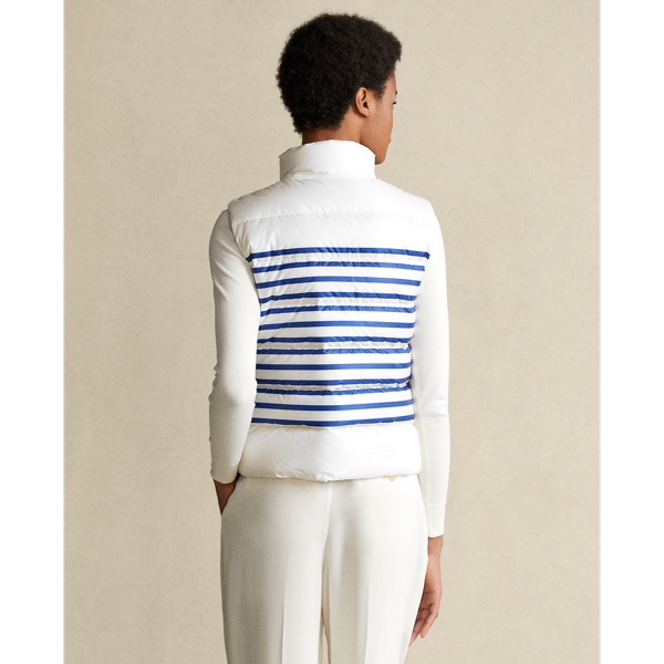 White/Blue Stripe Belmont Striped Down-Filled Gilet Polo Ralph Lauren 5
