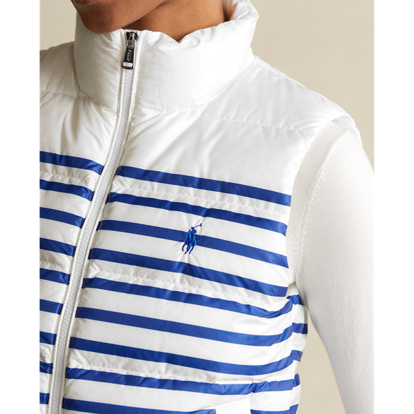 White/Blue Stripe Belmont Striped Down-Filled Gilet Polo Ralph Lauren 6