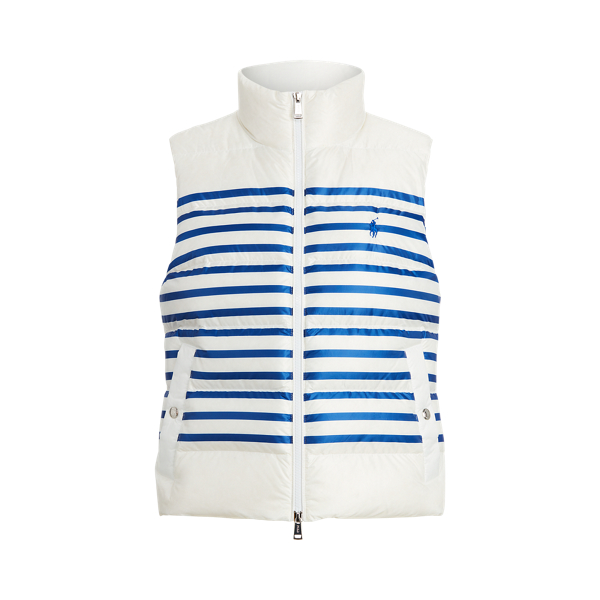 White/Blue Stripe Belmont Striped Down-Filled Gilet Polo Ralph Lauren 2