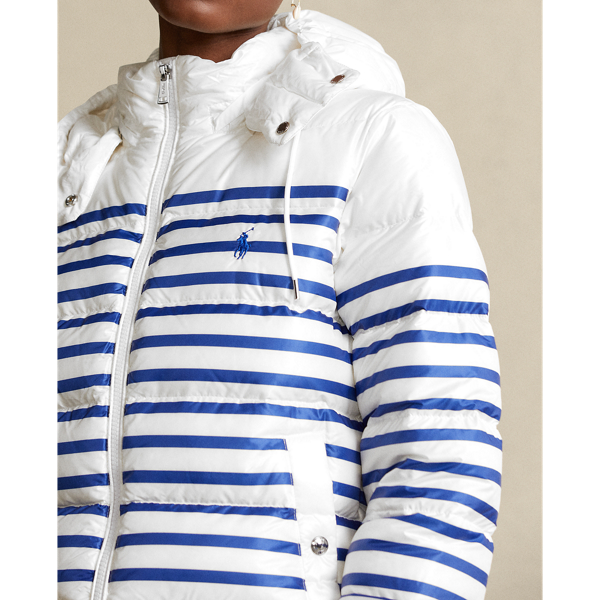 White/Blue Stripe Belmont Striped Down-Filled Jacket Polo Ralph Lauren 6