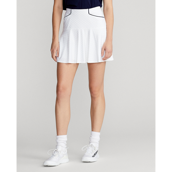 Jacquard Peplum Skort RLX em Ceramic White/Navy 3