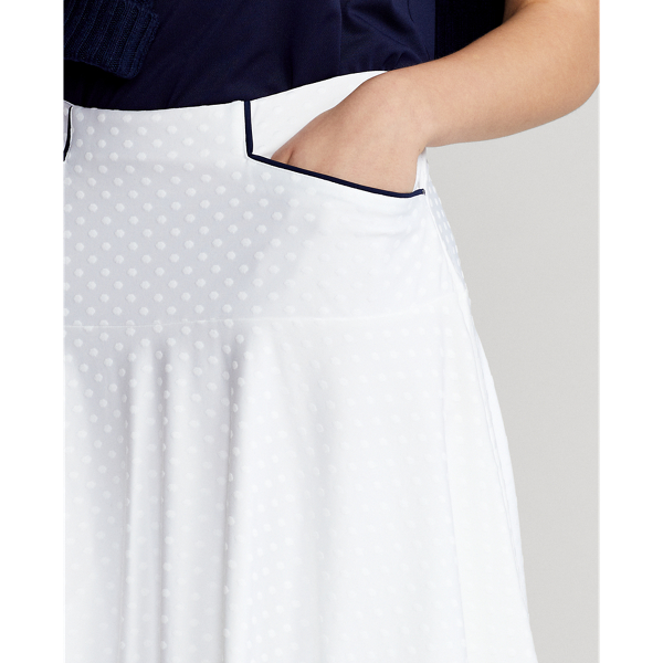 Jacquard Peplum Skort RLX em Ceramic White/Navy 5