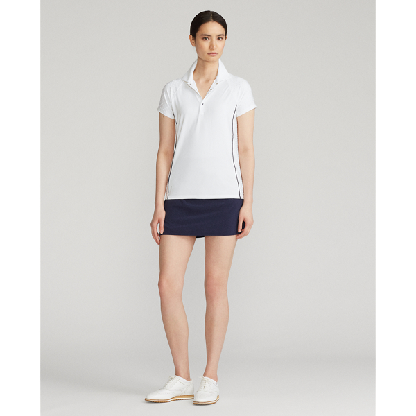 Ceramic White/Navy Tailored Fit Jacquard Polo Shirt RLX 4