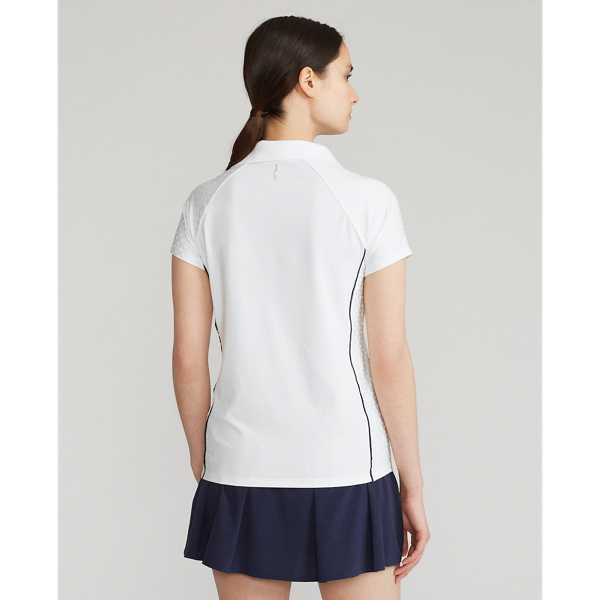 Ceramic White/Navy Tailored Fit Jacquard Polo Shirt RLX 5