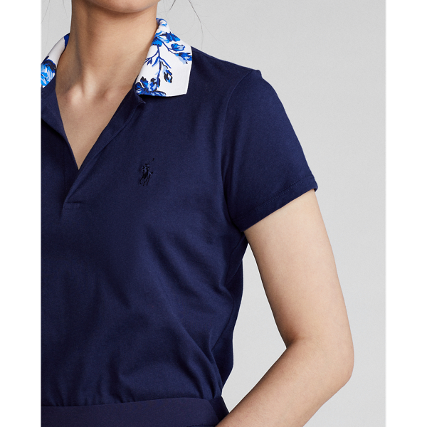 Refined Navy/Floral Tailored Fit Floral-Collar Polo Ralph Lauren Golf 6