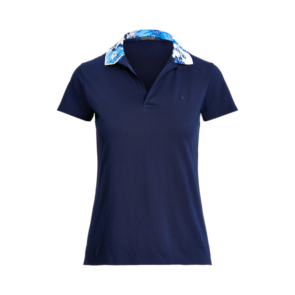 Refined Navy/Floral Tailored Fit Floral-Collar Polo Ralph Lauren Golf 2