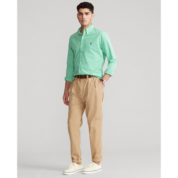 4656g Green/White Custom Fit Gingham Poplin Shirt Polo Ralph Lauren 4