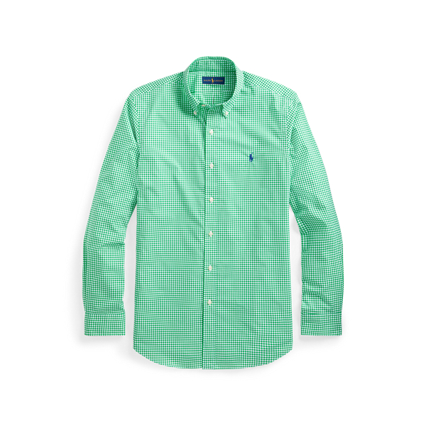 4656g Green/White Custom Fit Gingham Poplin Shirt Polo Ralph Lauren 2