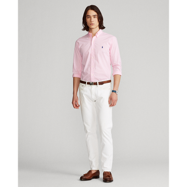 4656h Pink/White Custom Fit Gingham Poplin Shirt Polo Ralph Lauren 4
