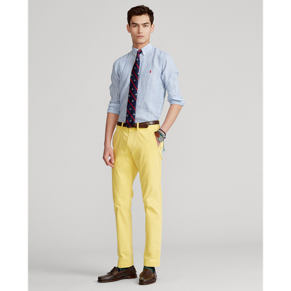 Blue/White Slim Fit Striped Linen Shirt Polo Ralph Lauren 4