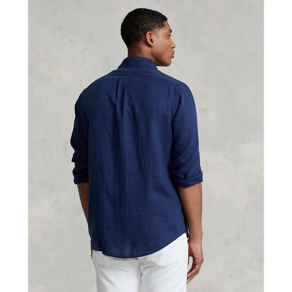 Newport Navy Custom Fit Linen Shirt Polo Ralph Lauren 6