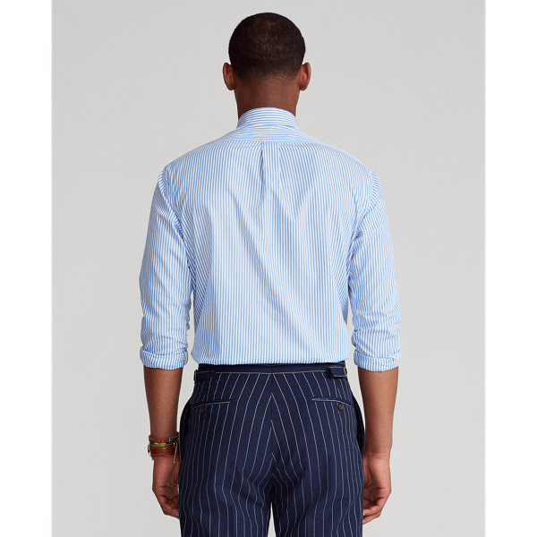 4655h Light Blue/White Custom Fit Striped Poplin Shirt Polo Ralph Lauren 4