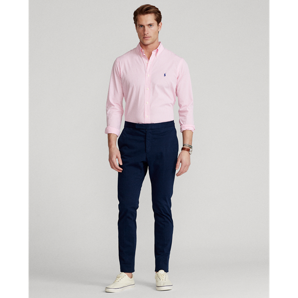 4655i Pink/White Custom Fit Striped Poplin Shirt Polo Ralph Lauren 4