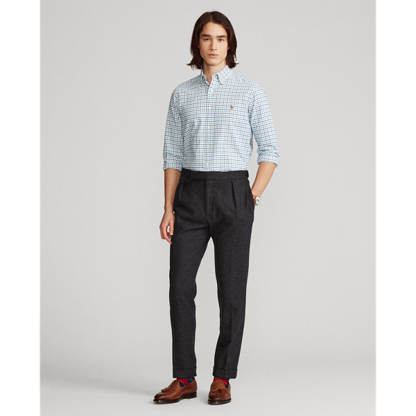 5202d Teal/White Custom Fit Tattersall Oxford Shirt Polo Ralph Lauren 4