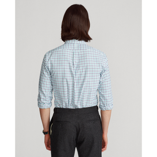 5202d Teal/White Custom Fit Tattersall Oxford Shirt Polo Ralph Lauren 5