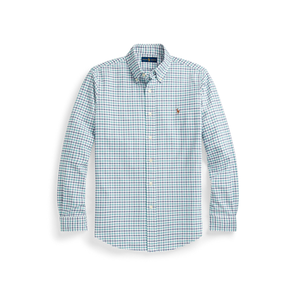 5202d Teal/White Custom Fit Tattersall Oxford Shirt Polo Ralph Lauren 2