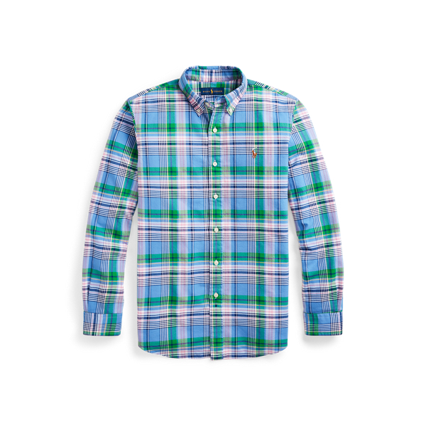 5203 Blue/Pink Multi Custom Fit Plaid Oxford Shirt Polo Ralph Lauren 2