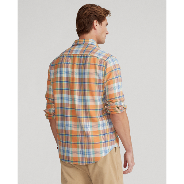 5240 Orange/Green Multi Custom Fit Plaid Twill Workshirt Polo Ralph Lauren 5