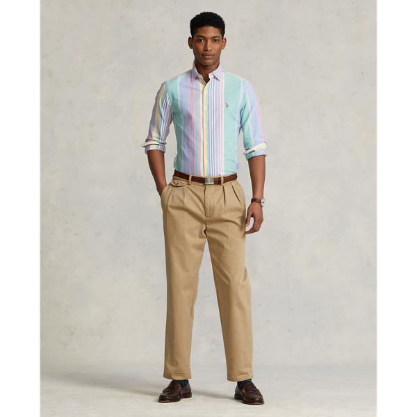 5150 Green/Pink Multi Slim Fit Striped Oxford Shirt Polo Ralph Lauren 4