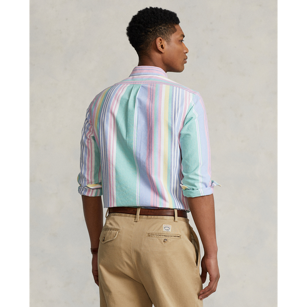 5150 Green/Pink Multi Slim Fit Striped Oxford Shirt Polo Ralph Lauren 5