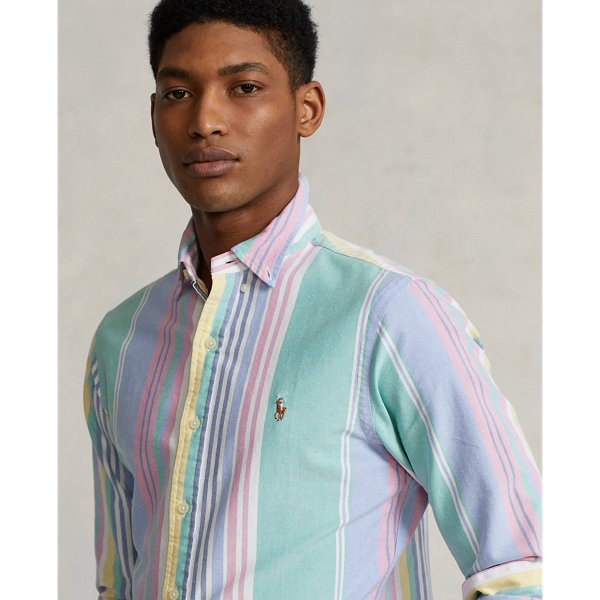 5150 Green/Pink Multi Slim Fit Striped Oxford Shirt Polo Ralph Lauren 6