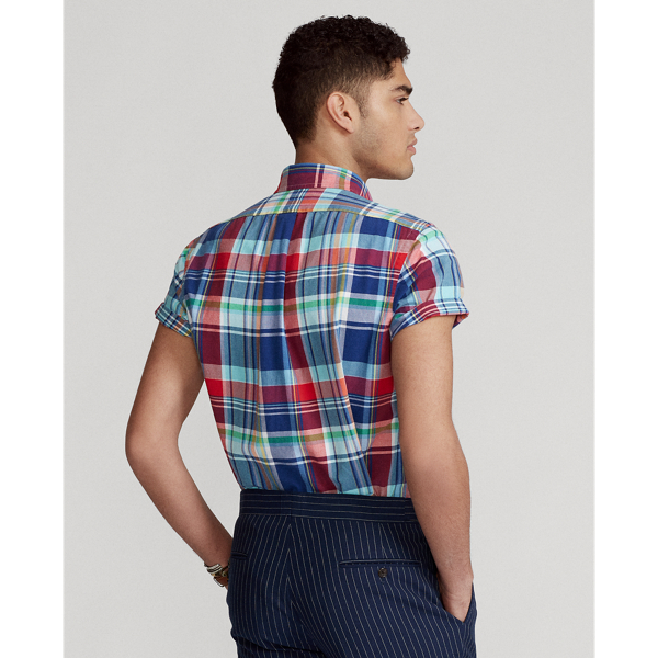 5155a Blue/Red Multi Slim Fit Plaid Oxford Shirt Polo Ralph Lauren 4