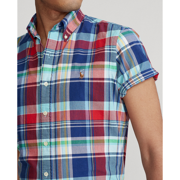 5155a Blue/Red Multi Slim Fit Plaid Oxford Shirt Polo Ralph Lauren 5