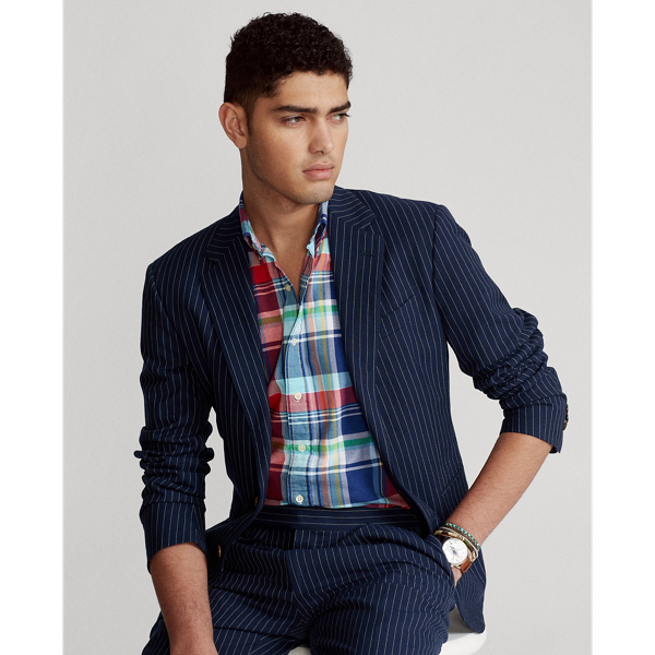 5155a Blue/Red Multi Slim Fit Plaid Oxford Shirt Polo Ralph Lauren 6
