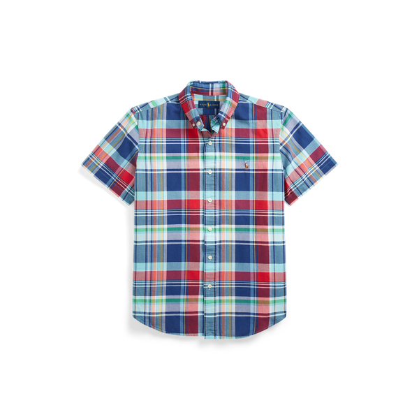 5155a Blue/Red Multi Slim Fit Plaid Oxford Shirt Polo Ralph Lauren 2