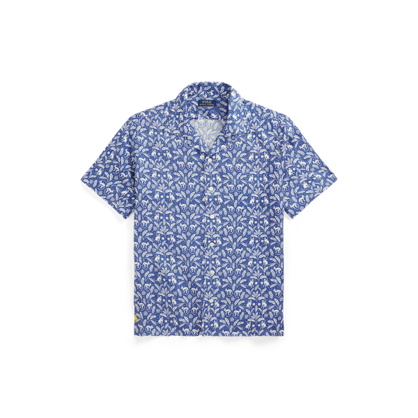 Classic Fit Tropical Linen Camp Shirt