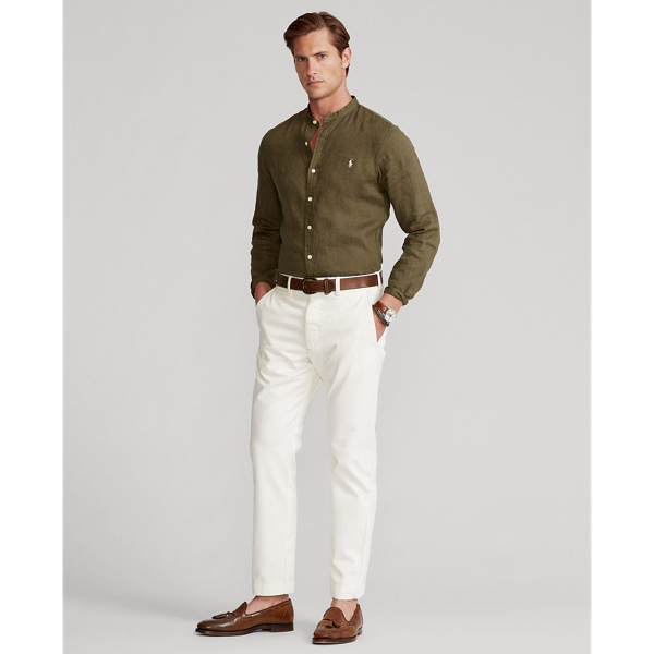 Expedition Olive Slim Fit Linen Shirt Polo Ralph Lauren 4
