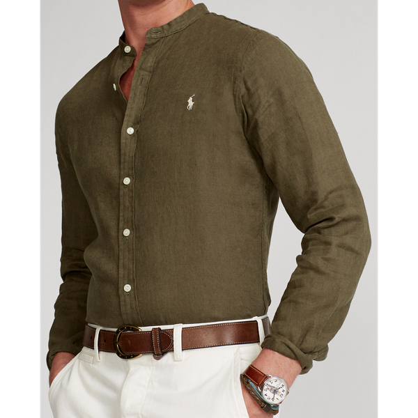 Expedition Olive Slim Fit Linen Shirt Polo Ralph Lauren 6