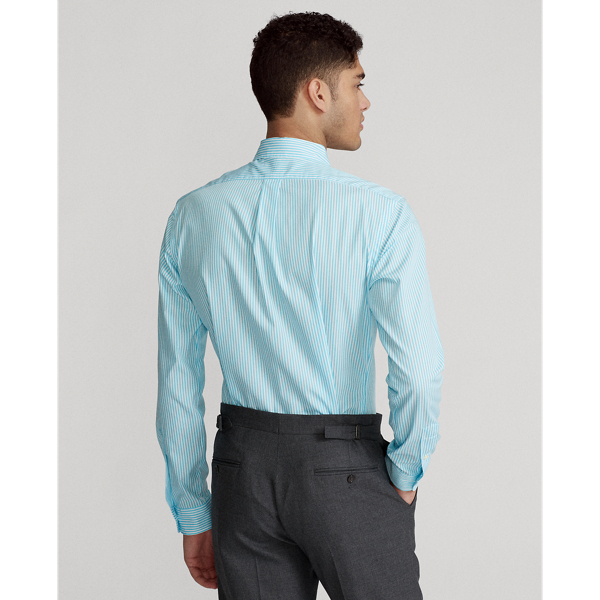 4655l Turquoise/White Custom Fit Striped Poplin Shirt Polo Ralph Lauren 5