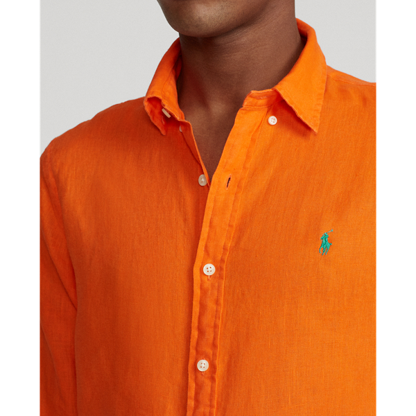 Sailing Orange Slim Fit Linen Shirt Polo Ralph Lauren 6