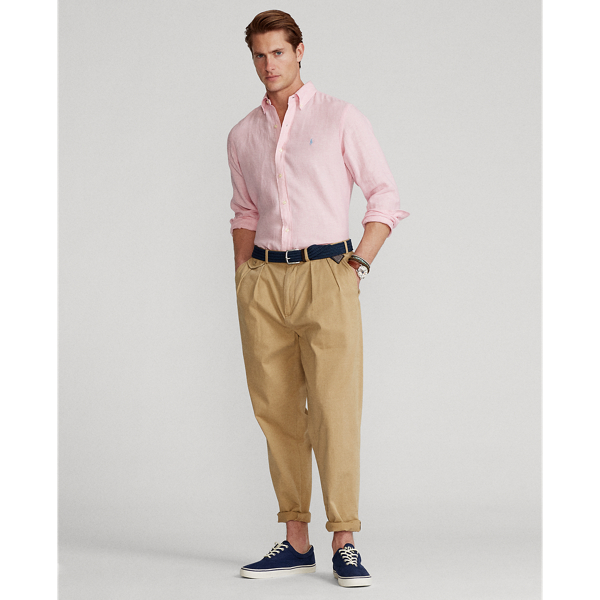 Light Pink Custom Fit Linen Shirt Polo Ralph Lauren 4