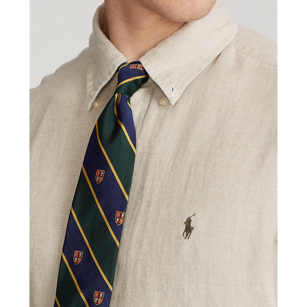4366c Tan Custom Fit Linen Shirt Polo Ralph Lauren 5