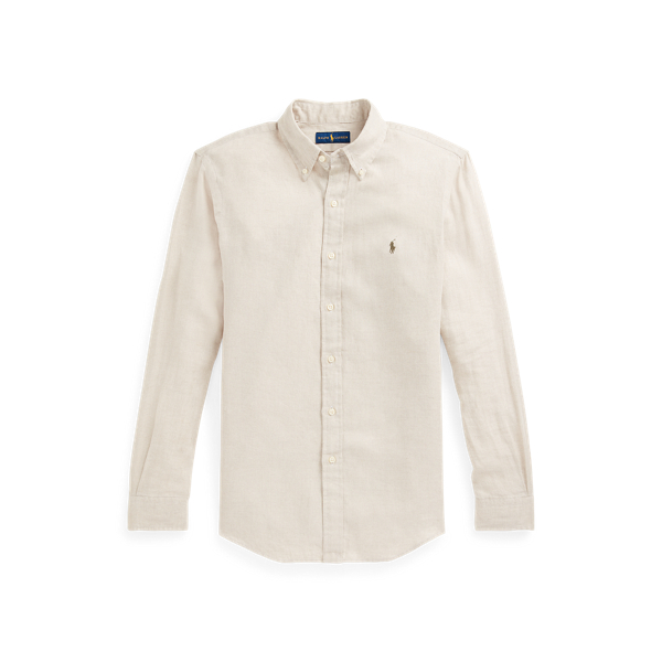 4366c Tan Custom Fit Linen Shirt Polo Ralph Lauren 2