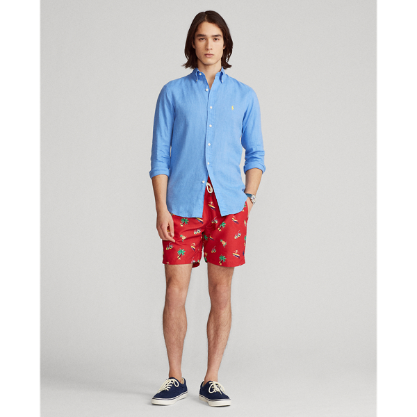 Harbour Island Blue Custom Fit Linen Shirt Polo Ralph Lauren 4