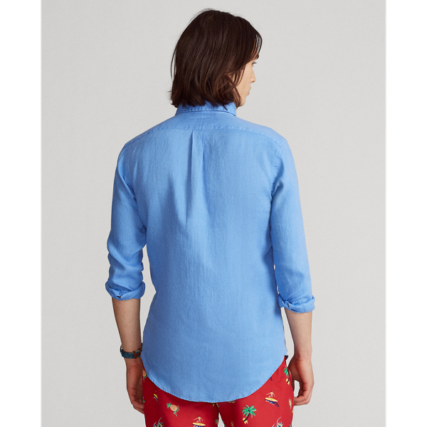 Harbour Island Blue Custom Fit Linen Shirt Polo Ralph Lauren 5