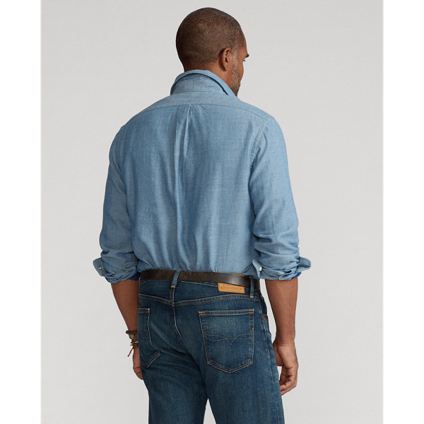 5317 Light Blue Chambray Custom Fit Double-Faced Chambray Shirt Polo Ralph Lauren 4
