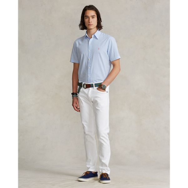 2604c Light Blue/White Custom Fit Striped Seersucker Shirt Polo Ralph Lauren 4