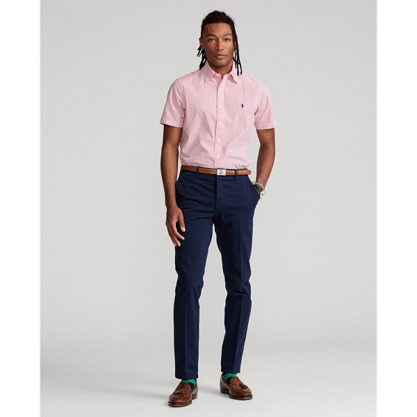 Chemise ajust&eacute;e ray&eacute;e en seersucker Polo Ralph Lauren en 2604d Red/White 4